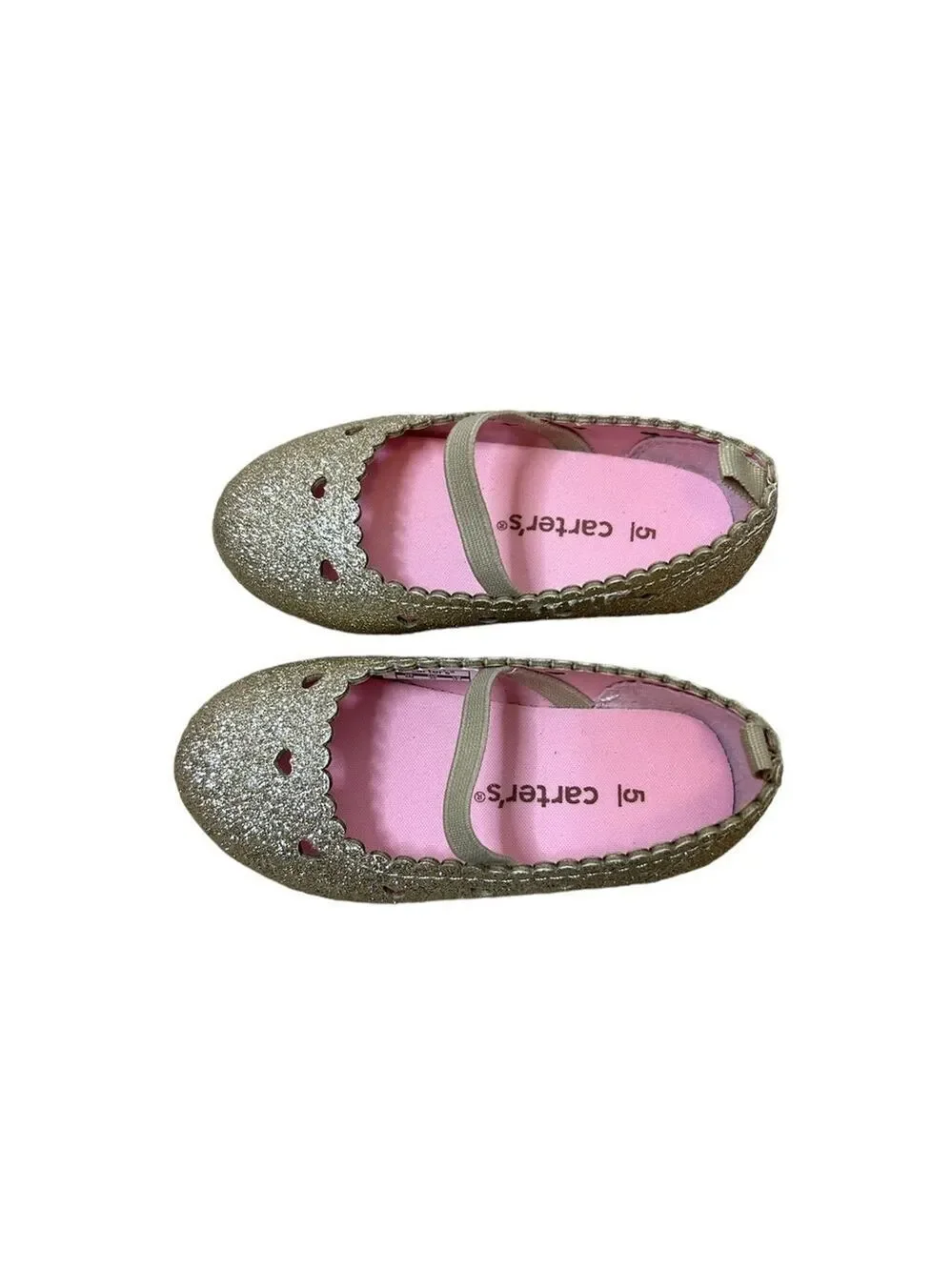 Carters Toddler Girl's Ellaria Slip On Ballet Flats Gold Sparkle Size 5